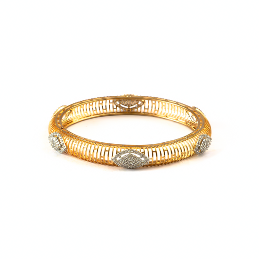 Radiant Loop AD bangles in gold plated finish with sparkling American diamond (AD) stones – view 2 of 4
