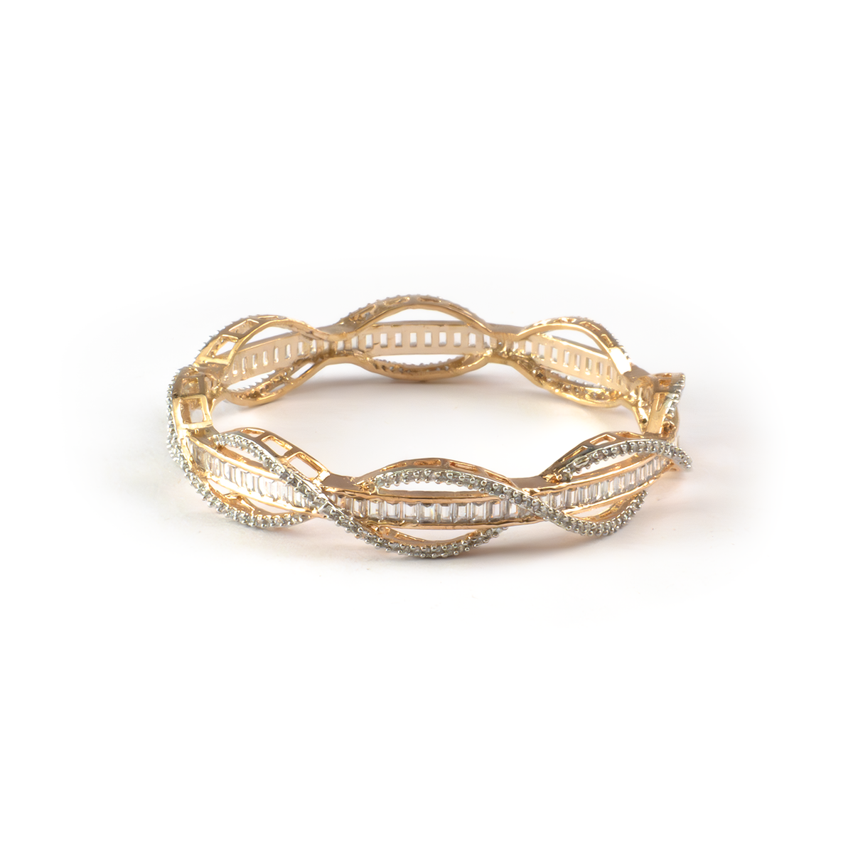 Gilded Halo Stone bangles in gold plated finish – view 3 of 4