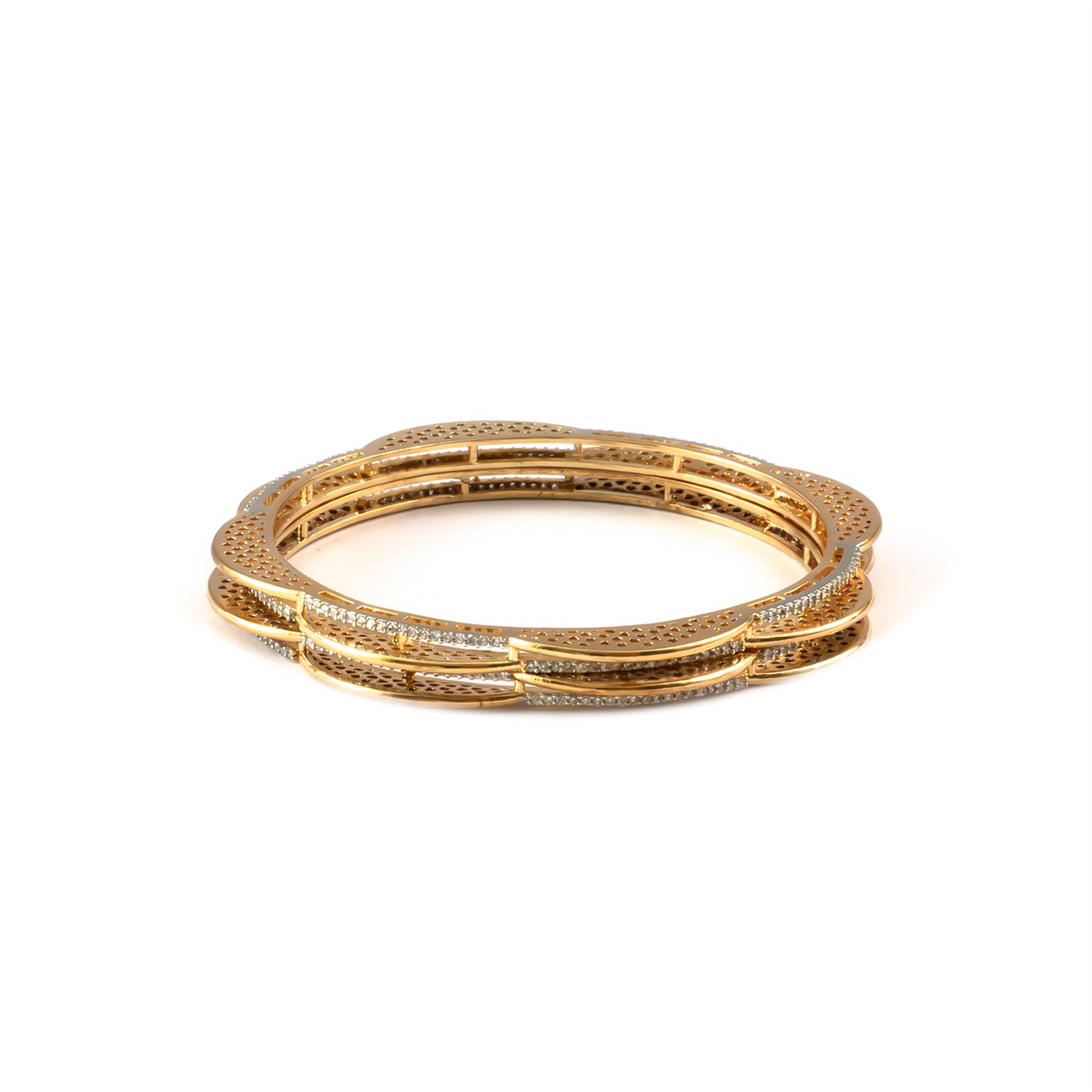 Aurora Spark Stack bangles in gold plated finish – view 3 of 4
