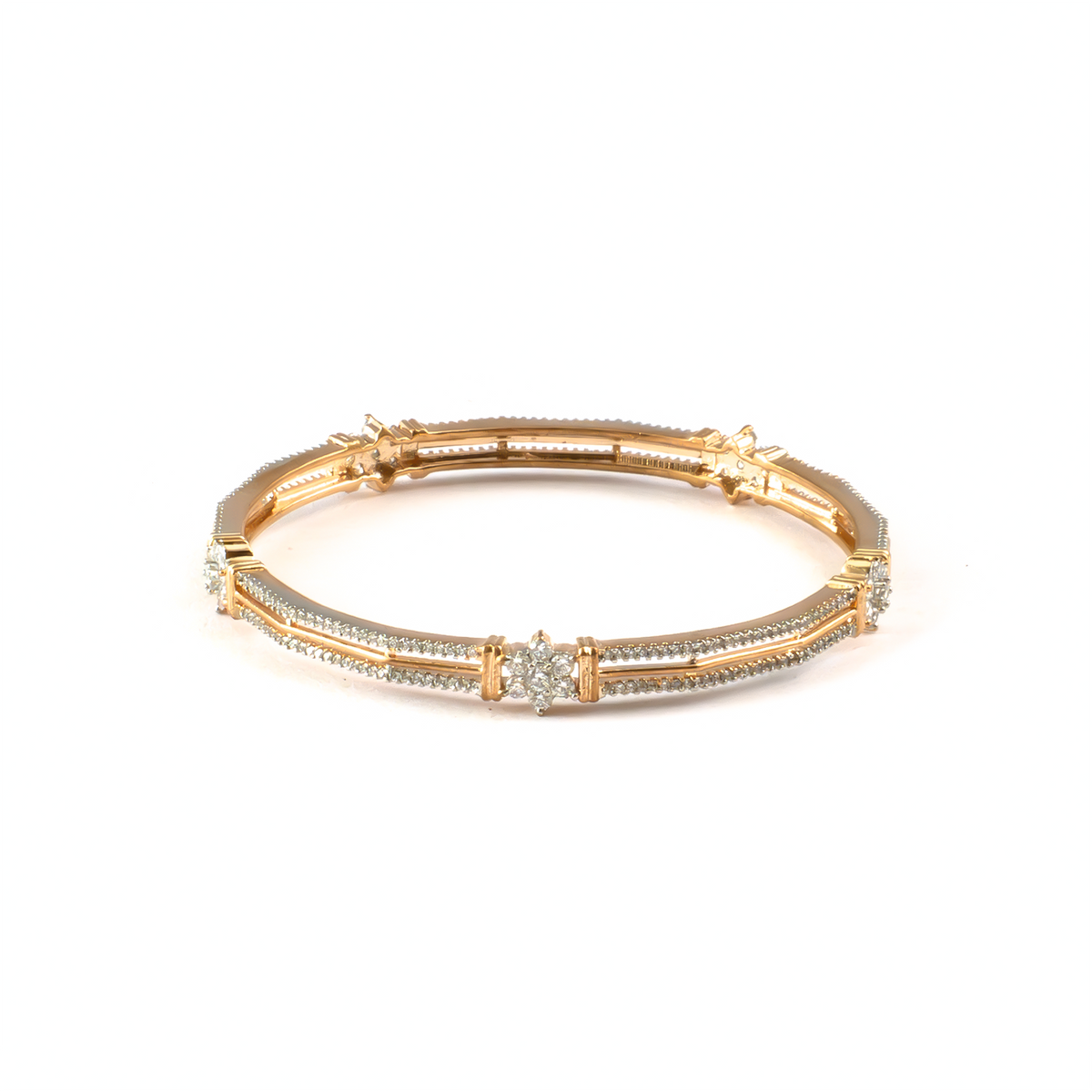 Helix Pavé AD bangles in gold plated finish with sparkling American diamond (AD) stones – view 2 of 4