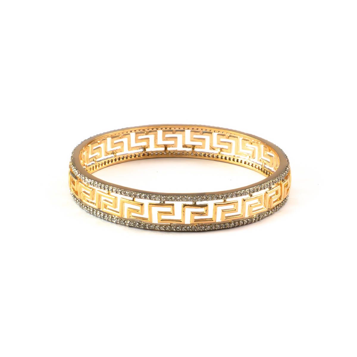 Greek Key Design bangles in 22K gold plated finish – view 3 of 4