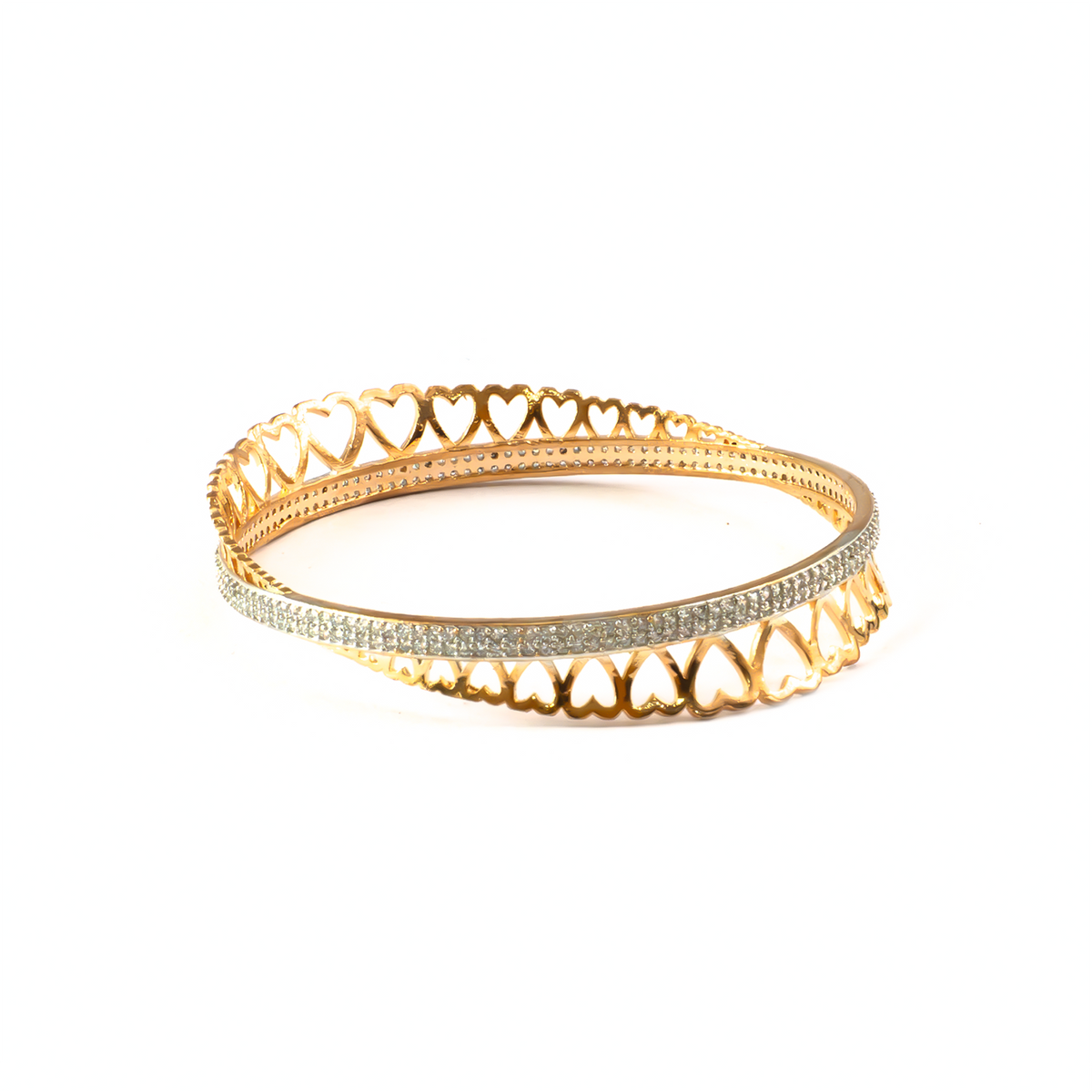 Solstice Sparkle CZ bangles in gold plated finish with cubic zirconia (CZ) stones – view 3 of 4