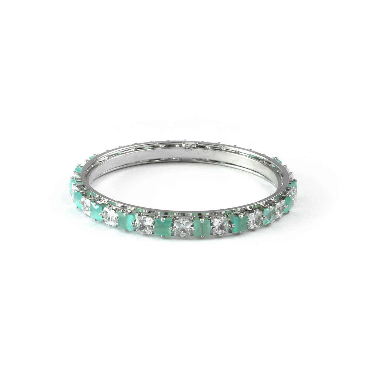 Romantic Square Stone Crystal bangles in silver plated finish with shining crystal stones – view 15 of 16