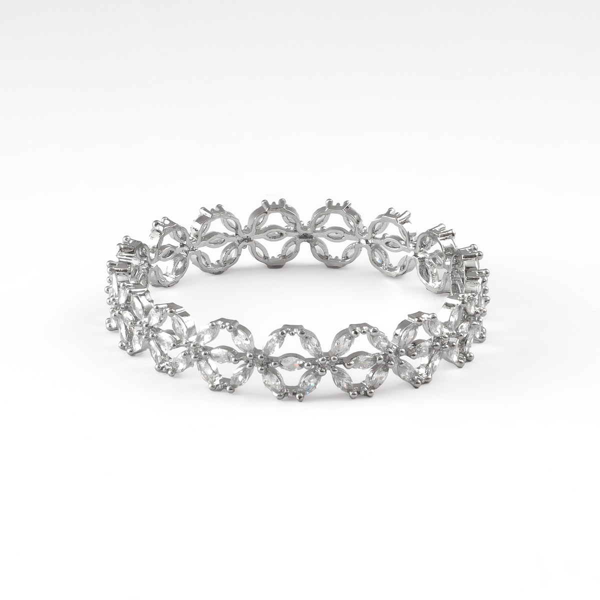 Ocean Breeze CZ bangles in silver plated finish with cubic zirconia (CZ) stones – view 4 of 4