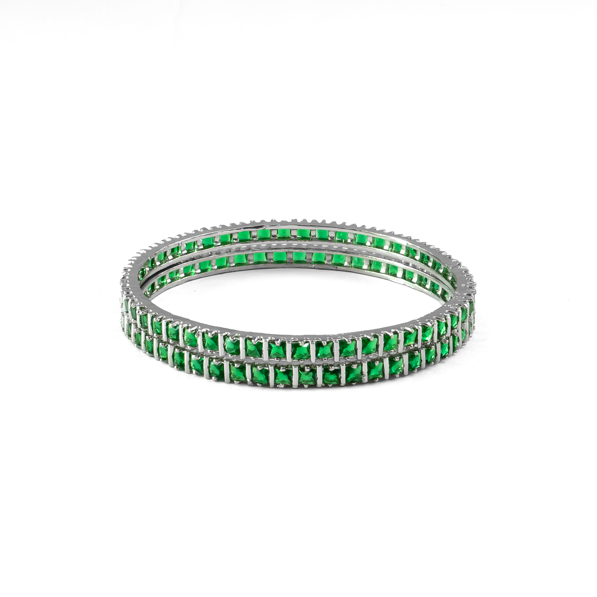 Winter Orchid Zirconia bangles in silver plated finish with cubic zirconia (CZ) stones – view 7 of 12