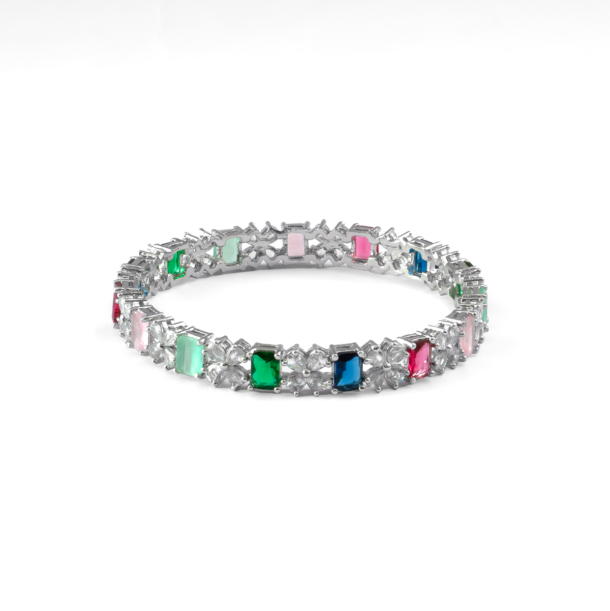 Frost & Flora Zirconia bangles in silver plated finish with cubic zirconia (CZ) stones – view 19 of 36