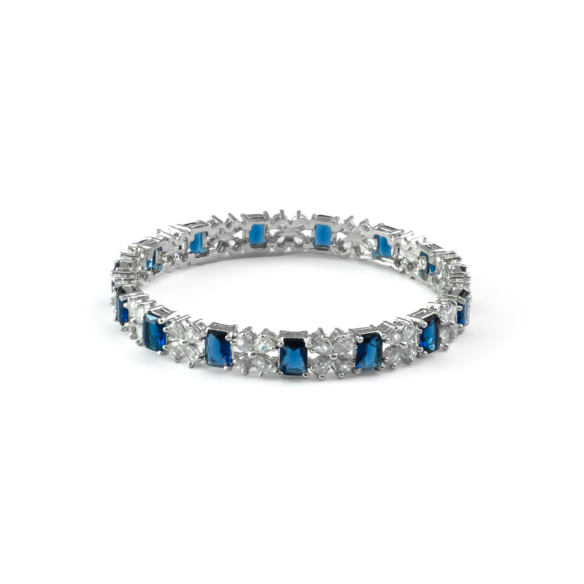 Frost & Flora Zirconia bangles in silver plated finish with cubic zirconia (CZ) stones – view 3 of 36