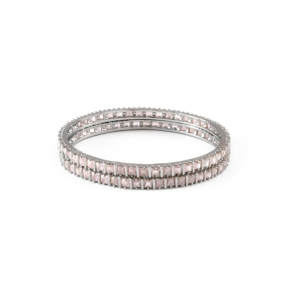 Winter Orchid Zirconia bangles in silver plated finish with cubic zirconia (CZ) stones – view 11 of 12