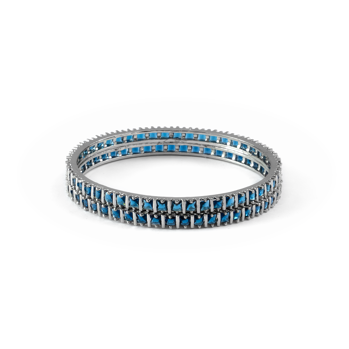 Winter Orchid Zirconia bangles in silver plated finish with cubic zirconia (CZ) stones – view 3 of 12