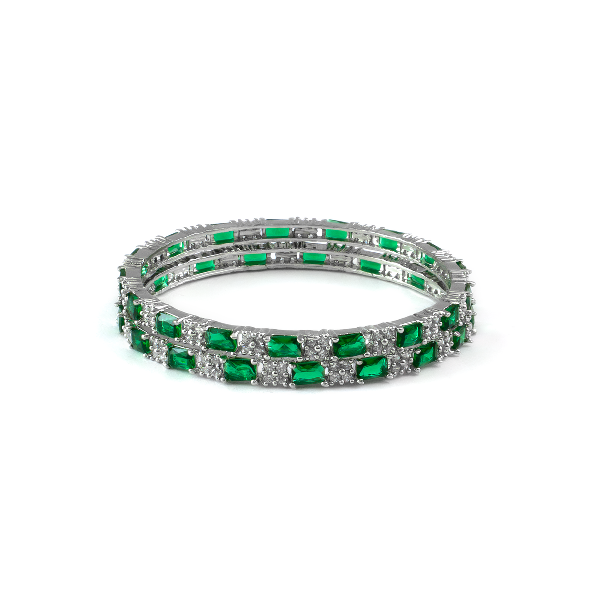 Purple Glam CZ bangles in silver plated finish with cubic zirconia (CZ) stones – view 11 of 16
