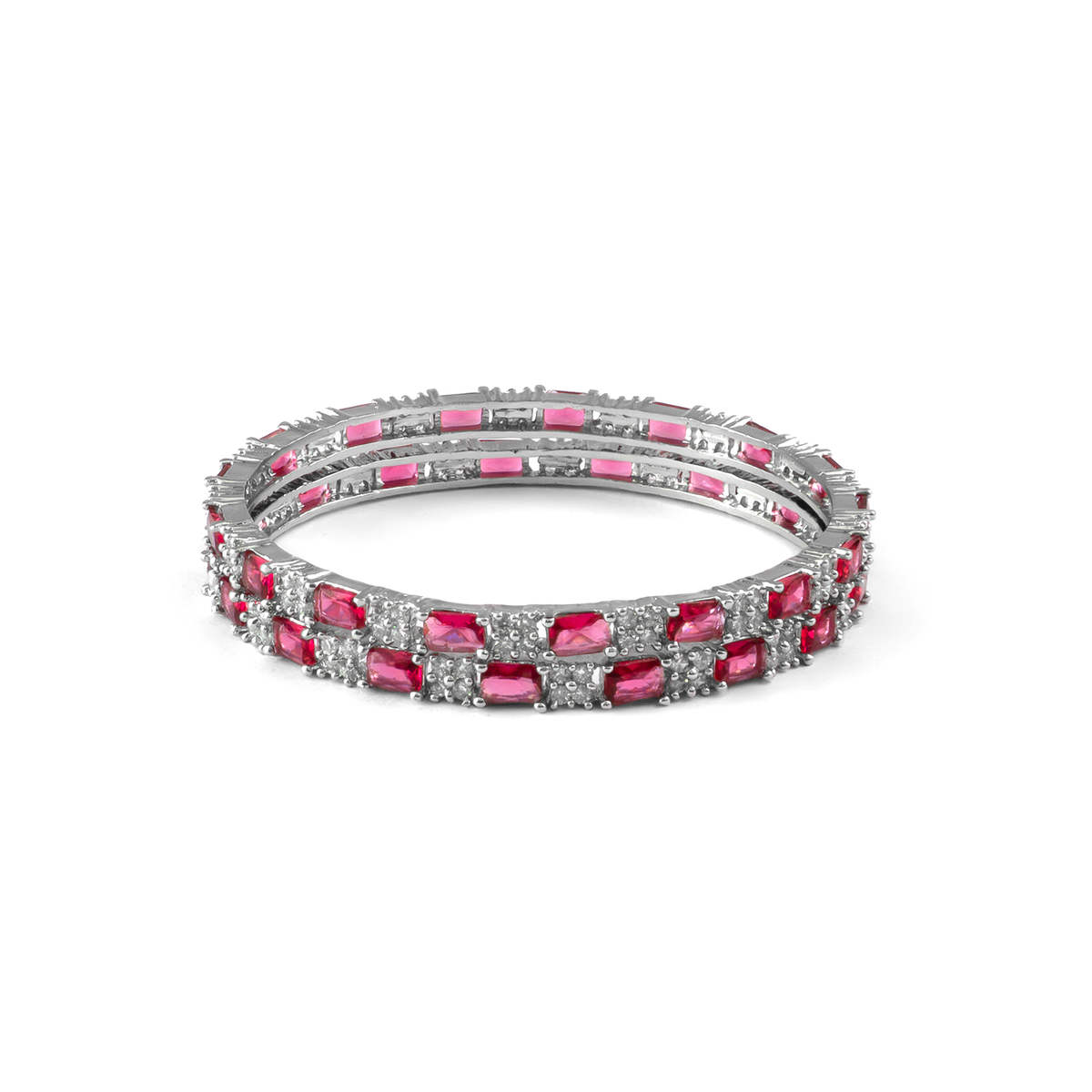 Purple Glam CZ bangles in silver plated finish with cubic zirconia (CZ) stones – view 15 of 16