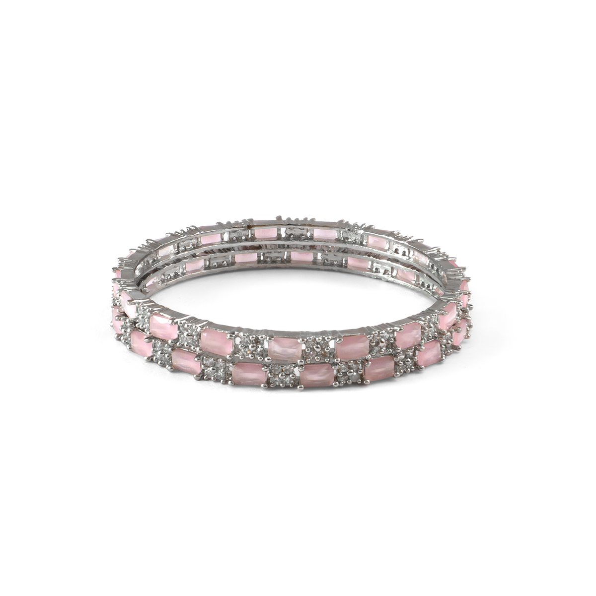 Purple Glam CZ bangles in silver plated finish with cubic zirconia (CZ) stones – view 3 of 16