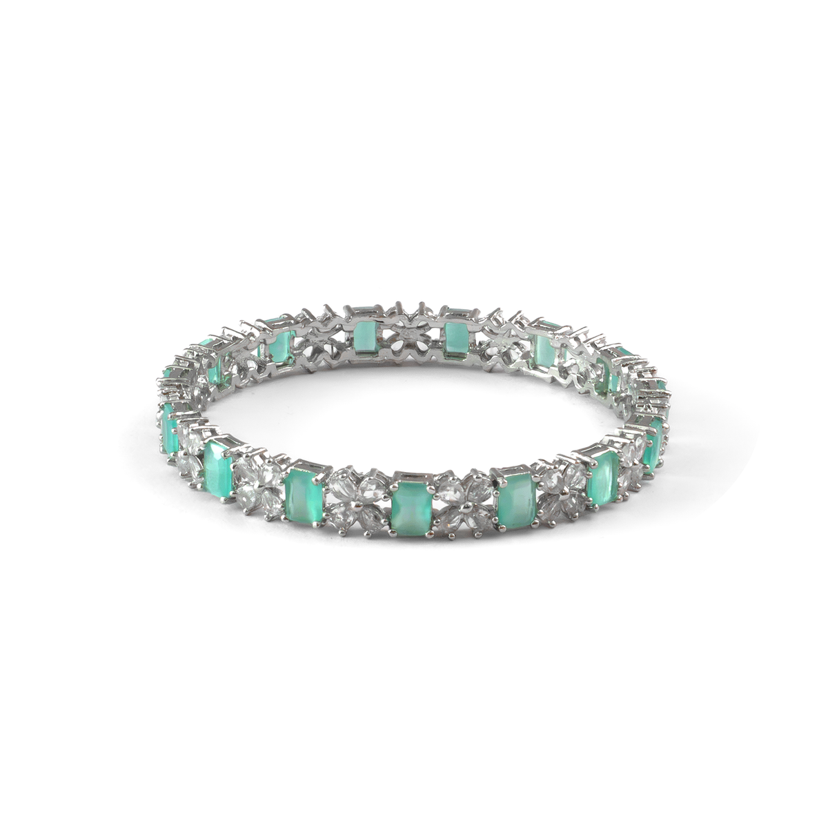 Frost & Flora Zirconia bangles in silver plated finish with cubic zirconia (CZ) stones – view 15 of 36
