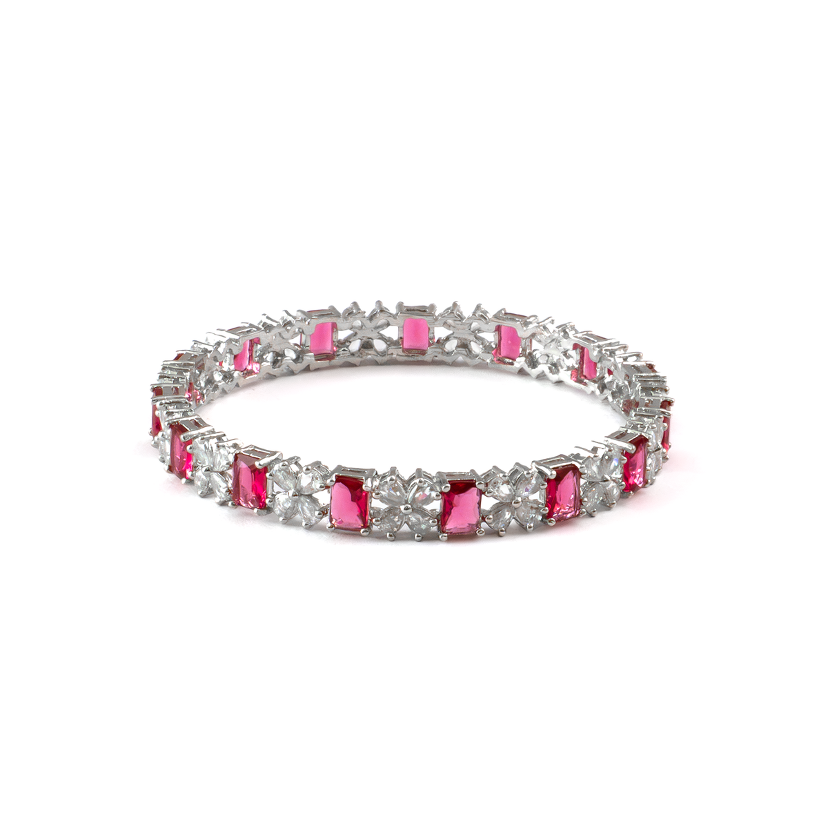 Frost & Flora Zirconia bangles in silver plated finish with cubic zirconia (CZ) stones – view 31 of 36