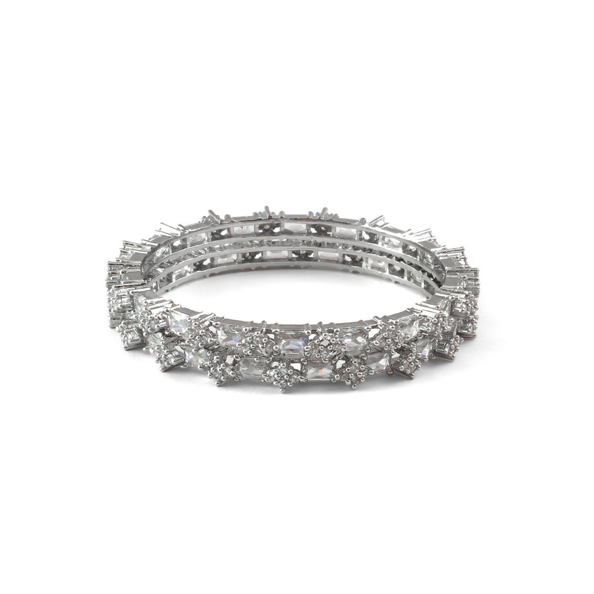 Blue Glow AD bangles in silver plated finish with sparkling American diamond (AD) stones – view 23 of 28