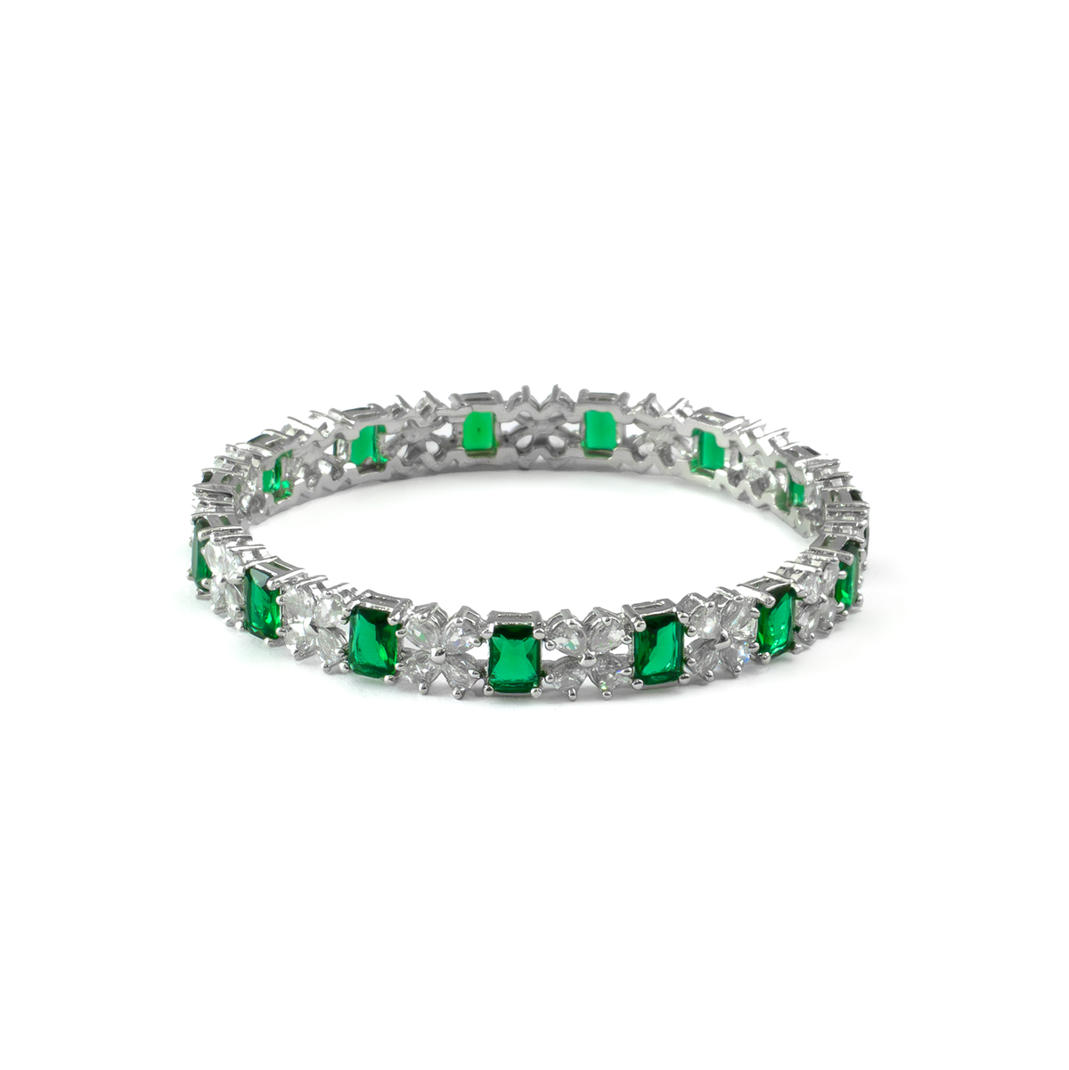 Frost & Flora Zirconia bangles in silver plated finish with cubic zirconia (CZ) stones – view 7 of 36