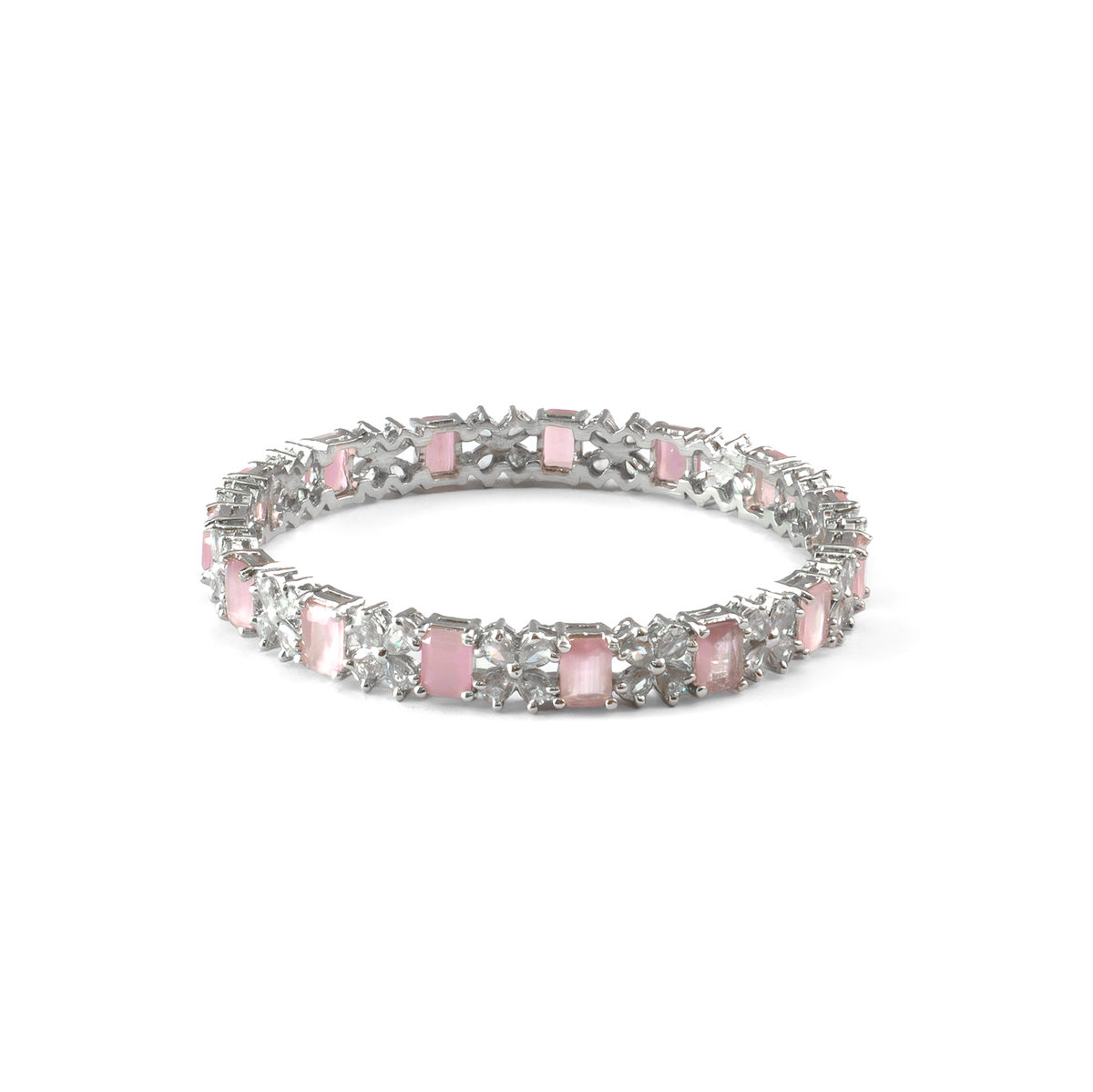 Frost & Flora Zirconia bangles in silver plated finish with cubic zirconia (CZ) stones – view 11 of 36