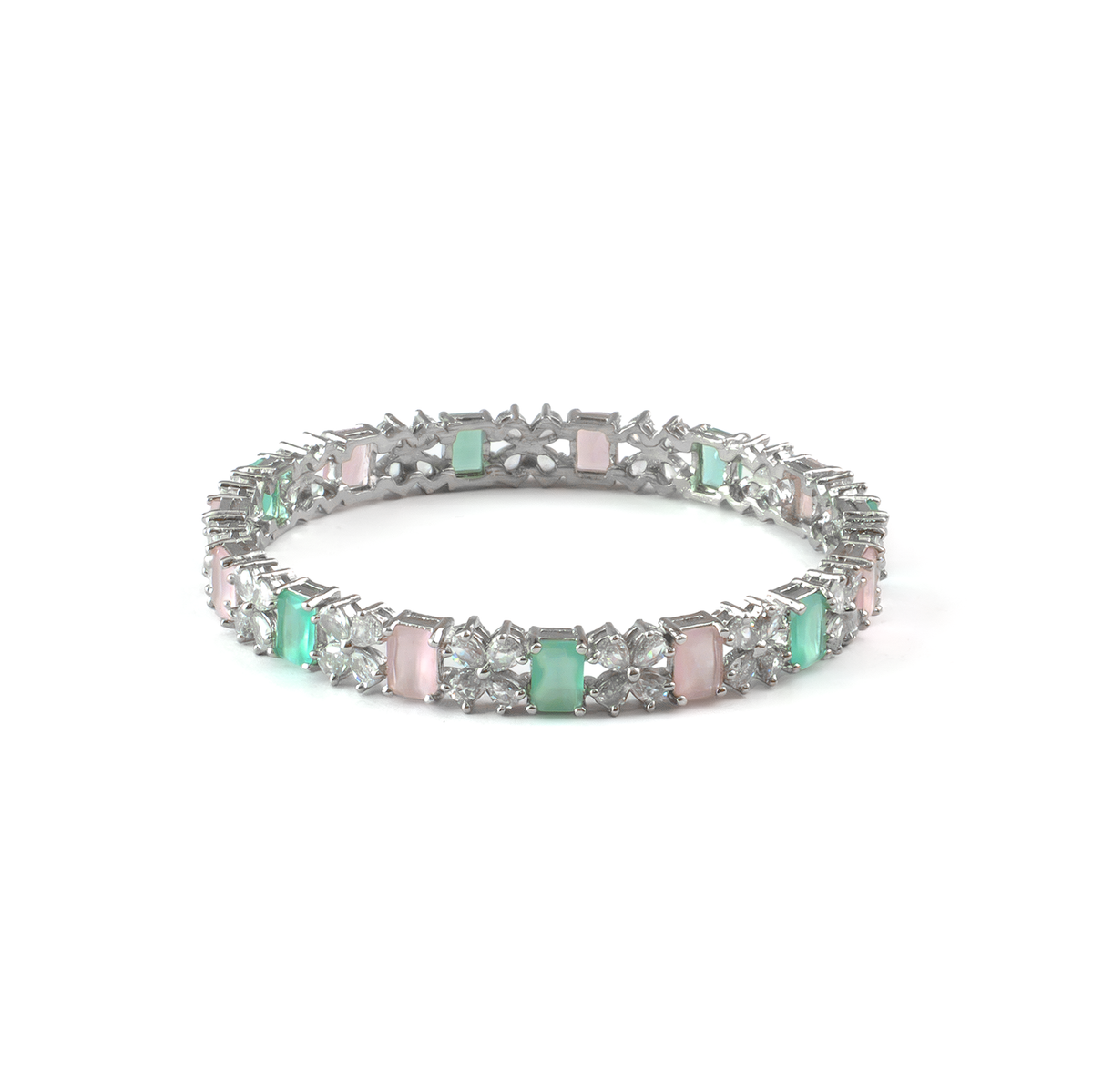 Frost & Flora Zirconia bangles in silver plated finish with cubic zirconia (CZ) stones – view 23 of 36