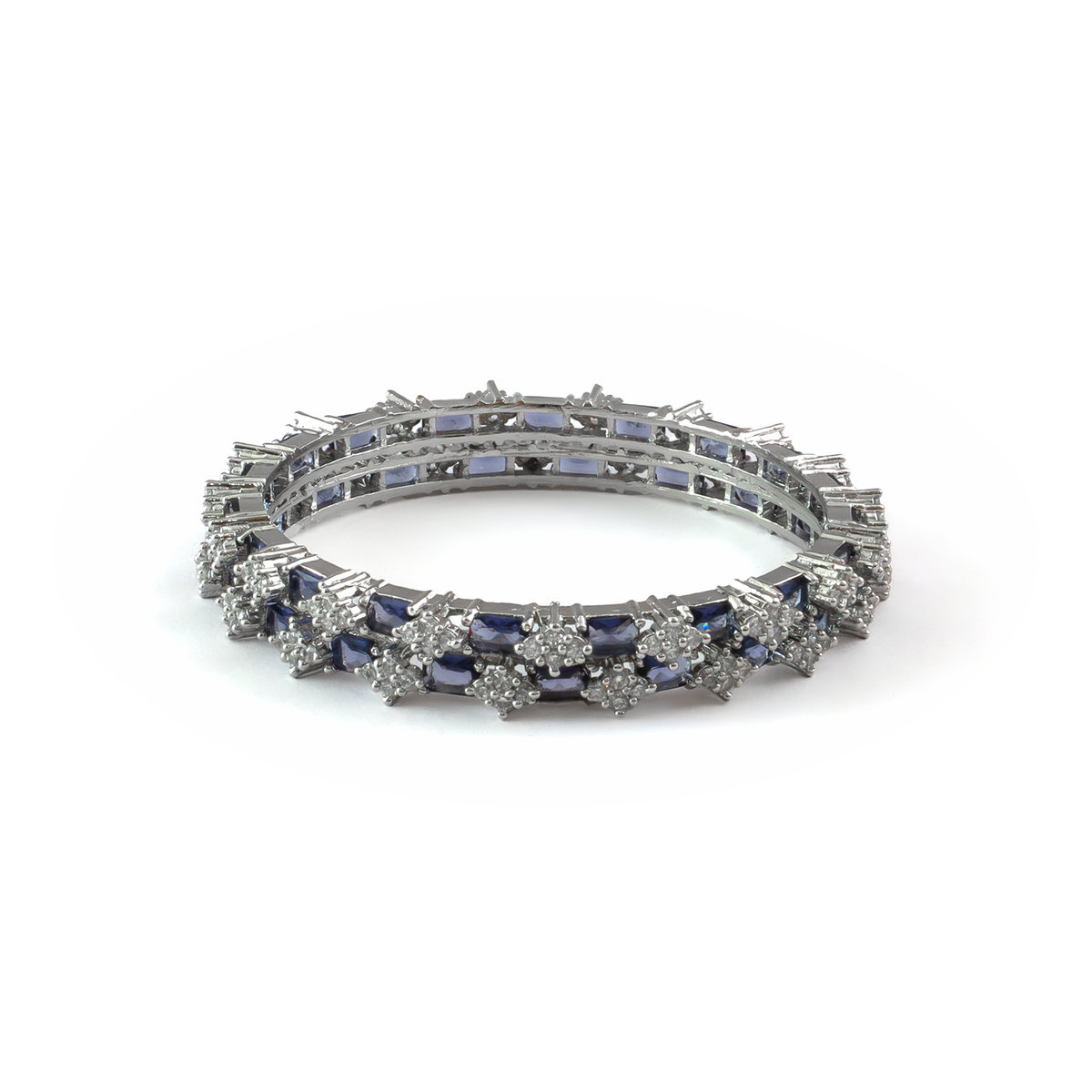 Blue Glow AD bangles in silver plated finish with sparkling American diamond (AD) stones – view 19 of 28