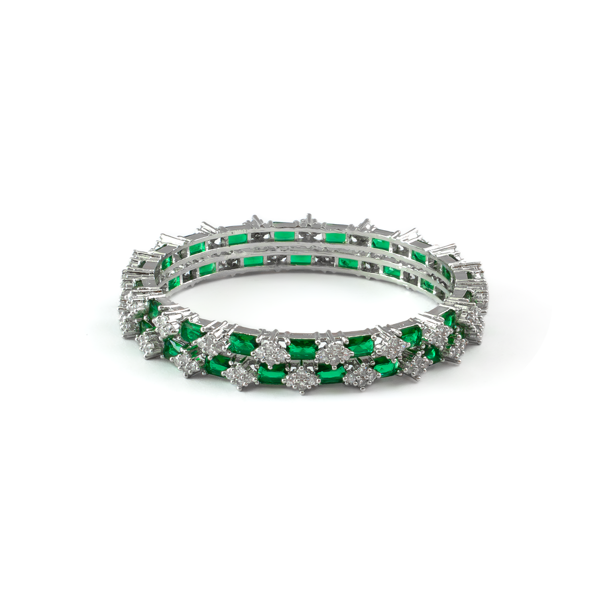 Blue Glow AD bangles in silver plated finish with sparkling American diamond (AD) stones – view 27 of 28