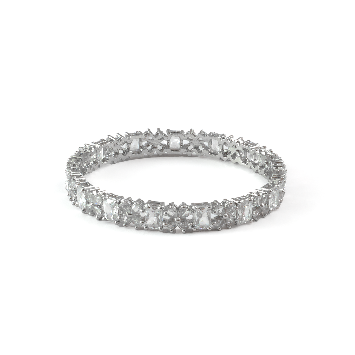 Frost & Flora Zirconia bangles in silver plated finish with cubic zirconia (CZ) stones – view 35 of 36