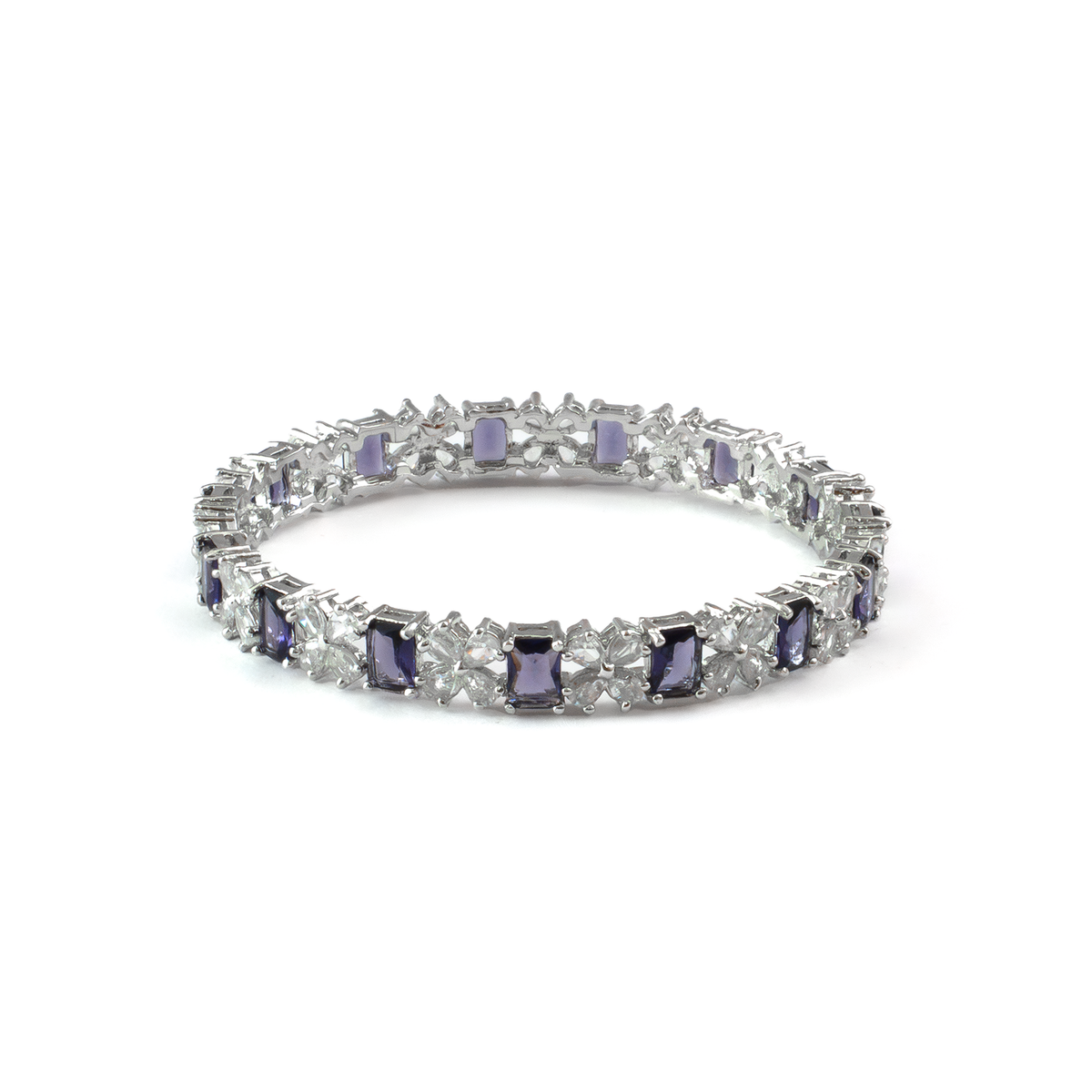 Frost & Flora Zirconia bangles in silver plated finish with cubic zirconia (CZ) stones – view 27 of 36