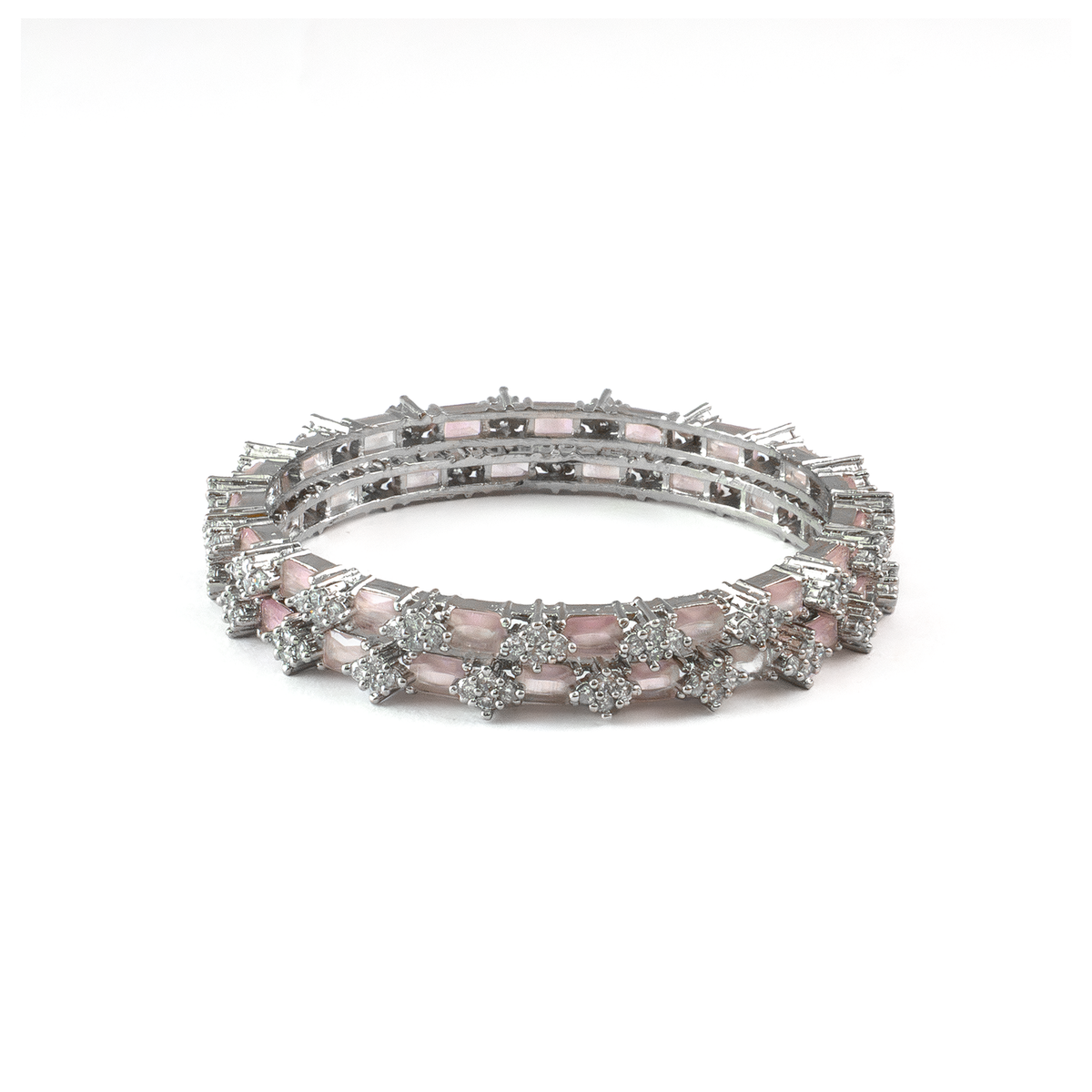 Blue Glow AD bangles in silver plated finish with sparkling American diamond (AD) stones – view 11 of 28
