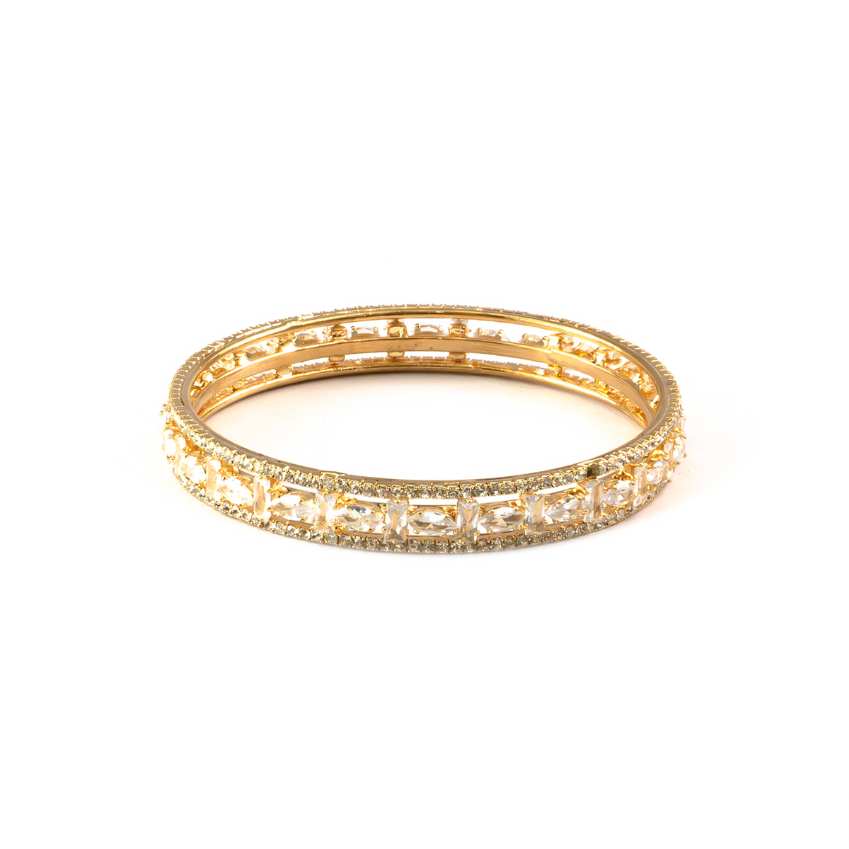 Mint Stone Crystal bangles in gold plated finish with shining crystal stones – view 3 of 4