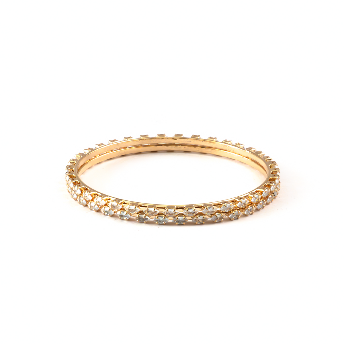 Oval Crystal bangles in gold plated finish with shining crystal stones – view 3 of 4