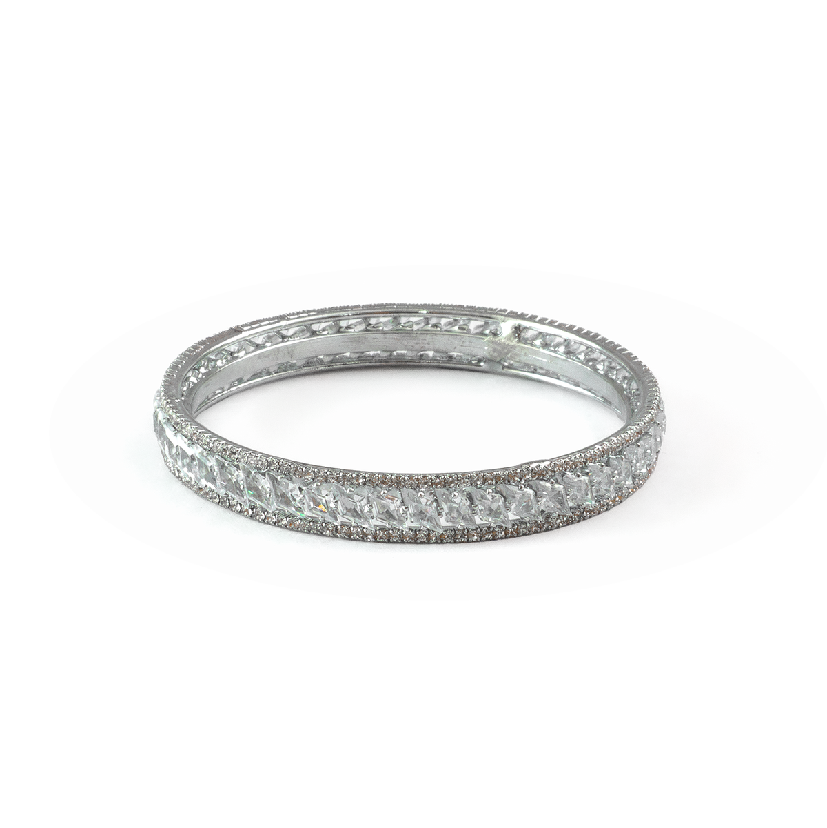 Diamond Crystal bangles in silver plated finish with shining crystal stones – view 3 of 4