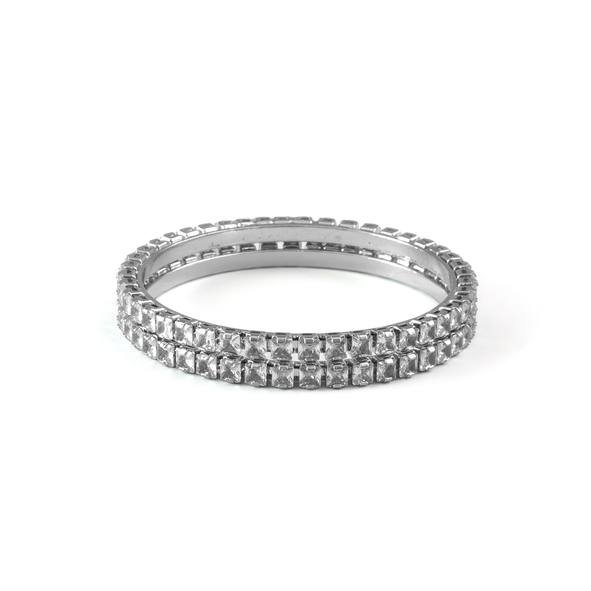 Space Square Crystal bangles in silver plated finish with shining crystal stones – view 3 of 4