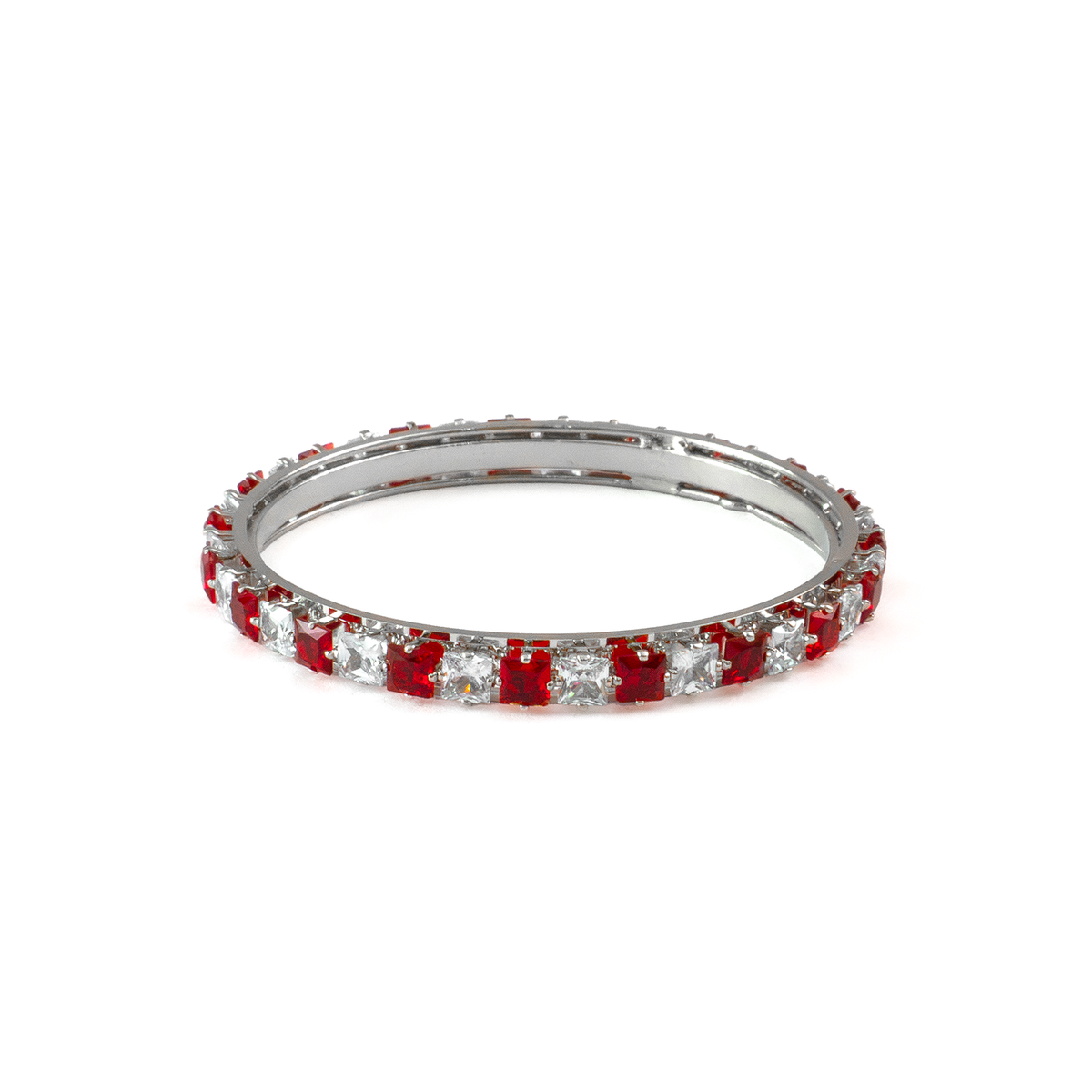 Romantic Square Stone Crystal bangles in silver plated finish with shining crystal stones – view 11 of 16