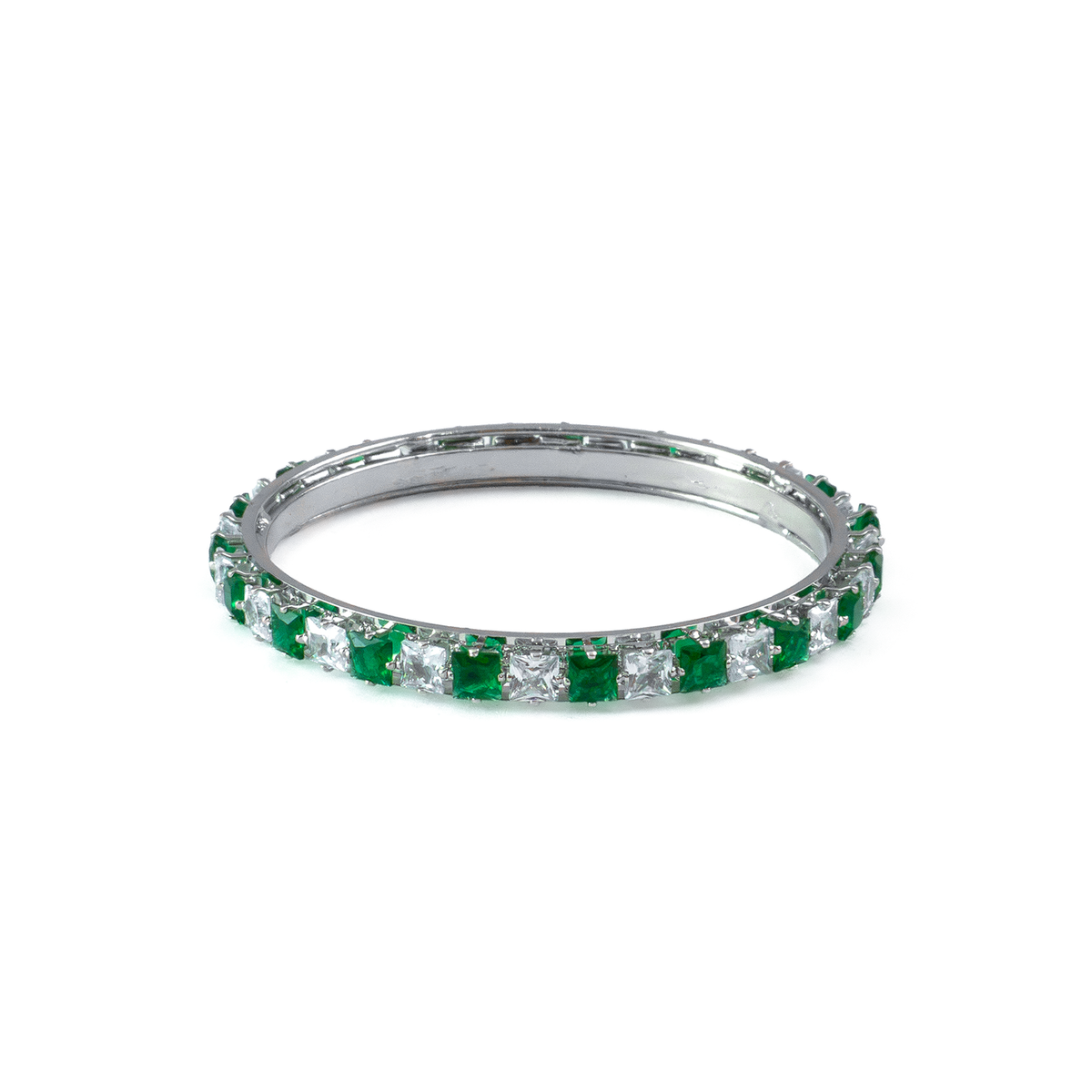 Romantic Square Stone Crystal bangles in silver plated finish with shining crystal stones – view 7 of 16