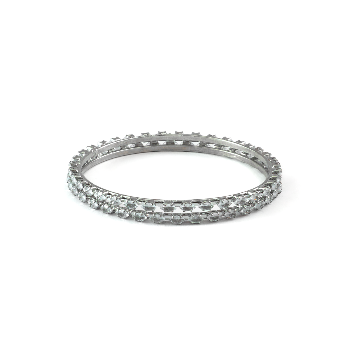 Oval Crystal bangles in silver plated finish with shining crystal stones – view 3 of 4