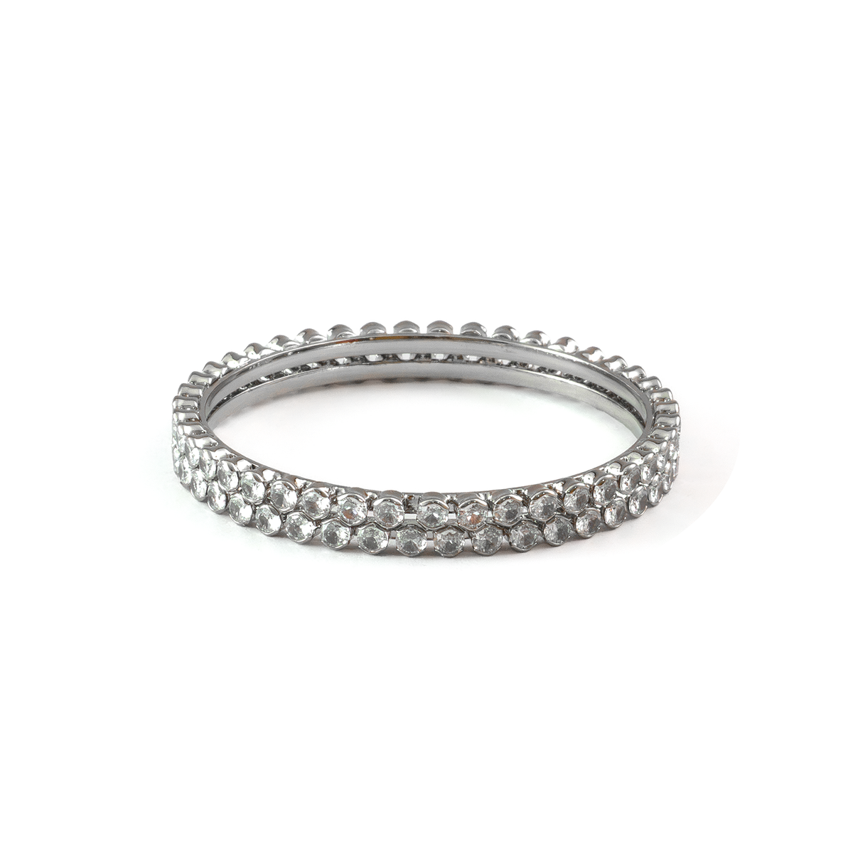 Circle Crystal bangles in silver plated finish with shining crystal stones – view 3 of 4