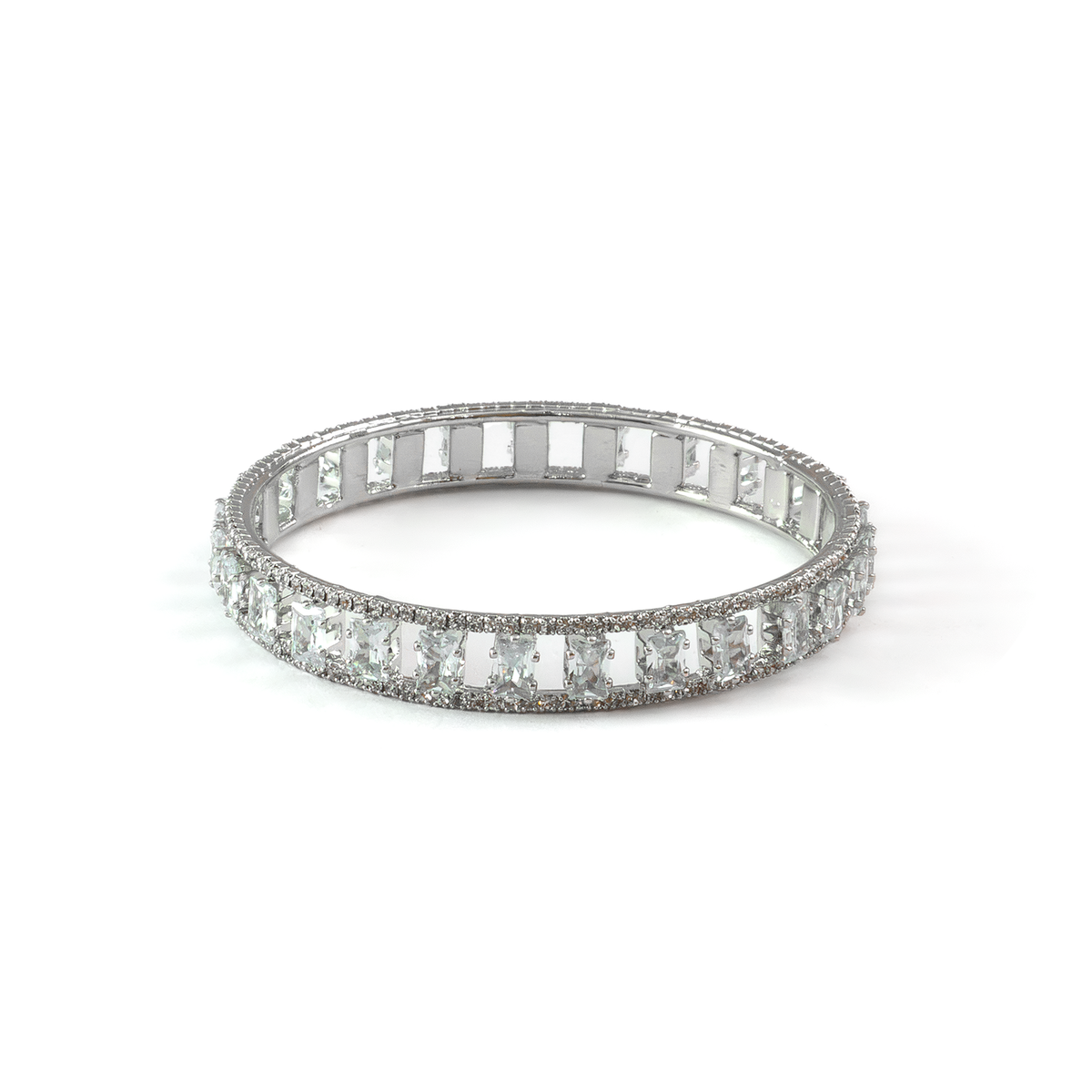 Glitter Crystal bangles in silver plated finish with shining crystal stones – view 3 of 4