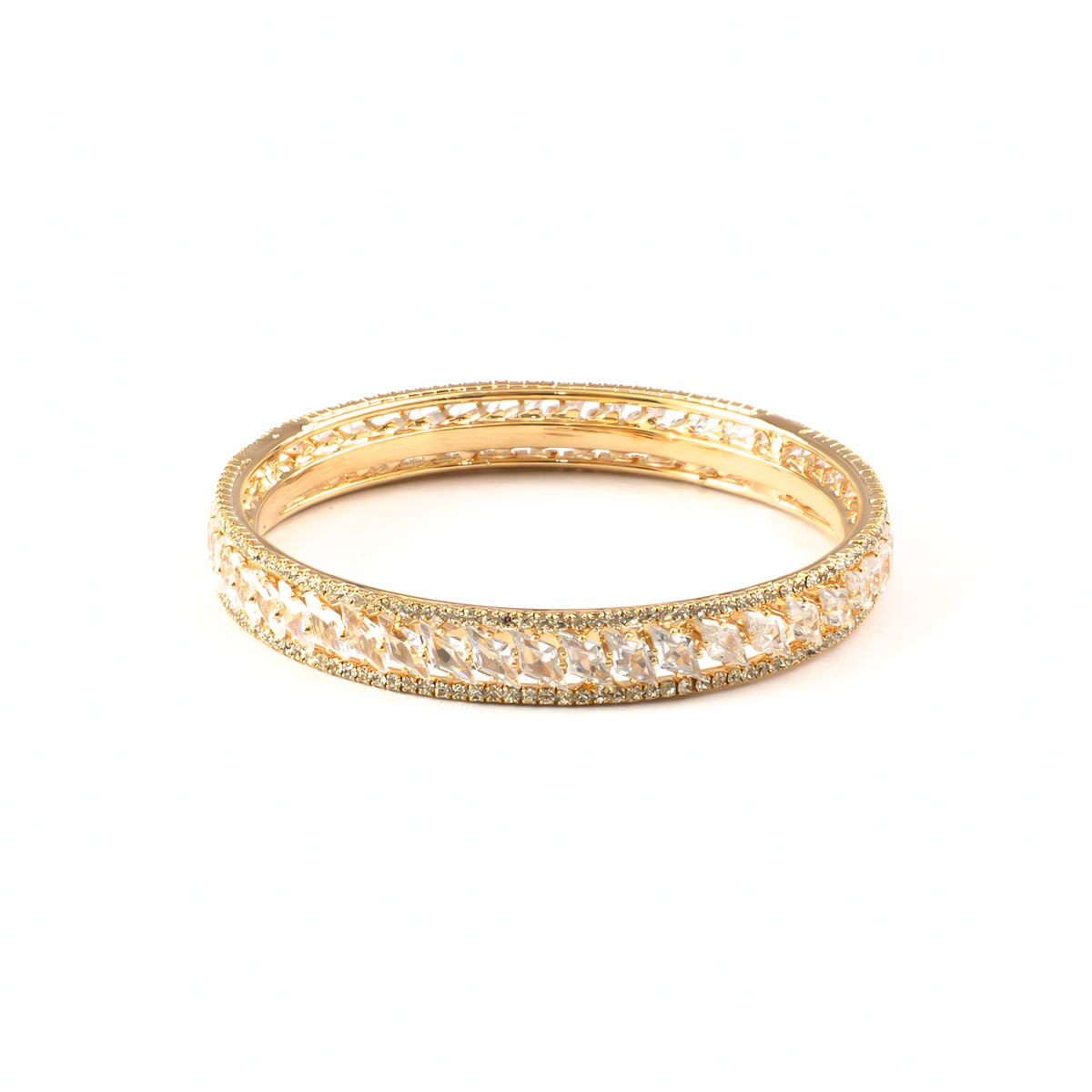 Diamond Crystal bangles in gold plated finish with shining crystal stones – view 3 of 4