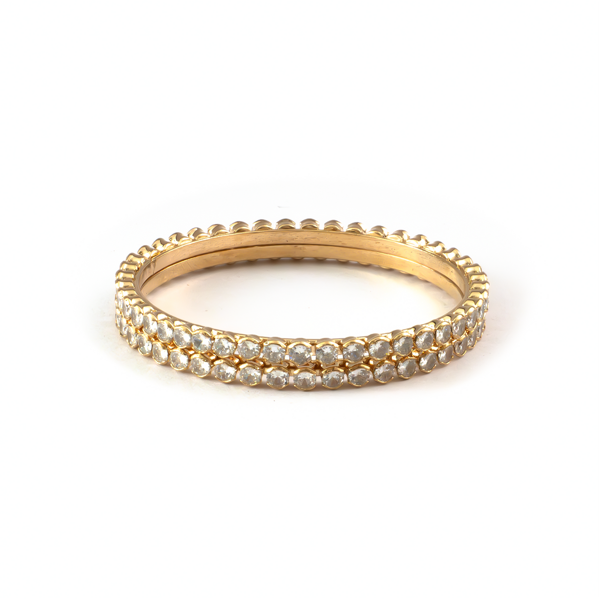 Circle Crystal bangles in gold plated finish with shining crystal stones – view 3 of 4