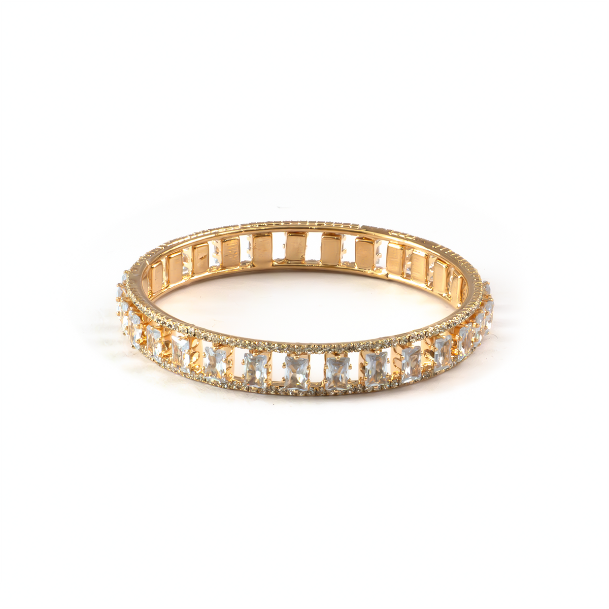 Glitter Crystal bangles in gold plated finish with shining crystal stones – view 3 of 4