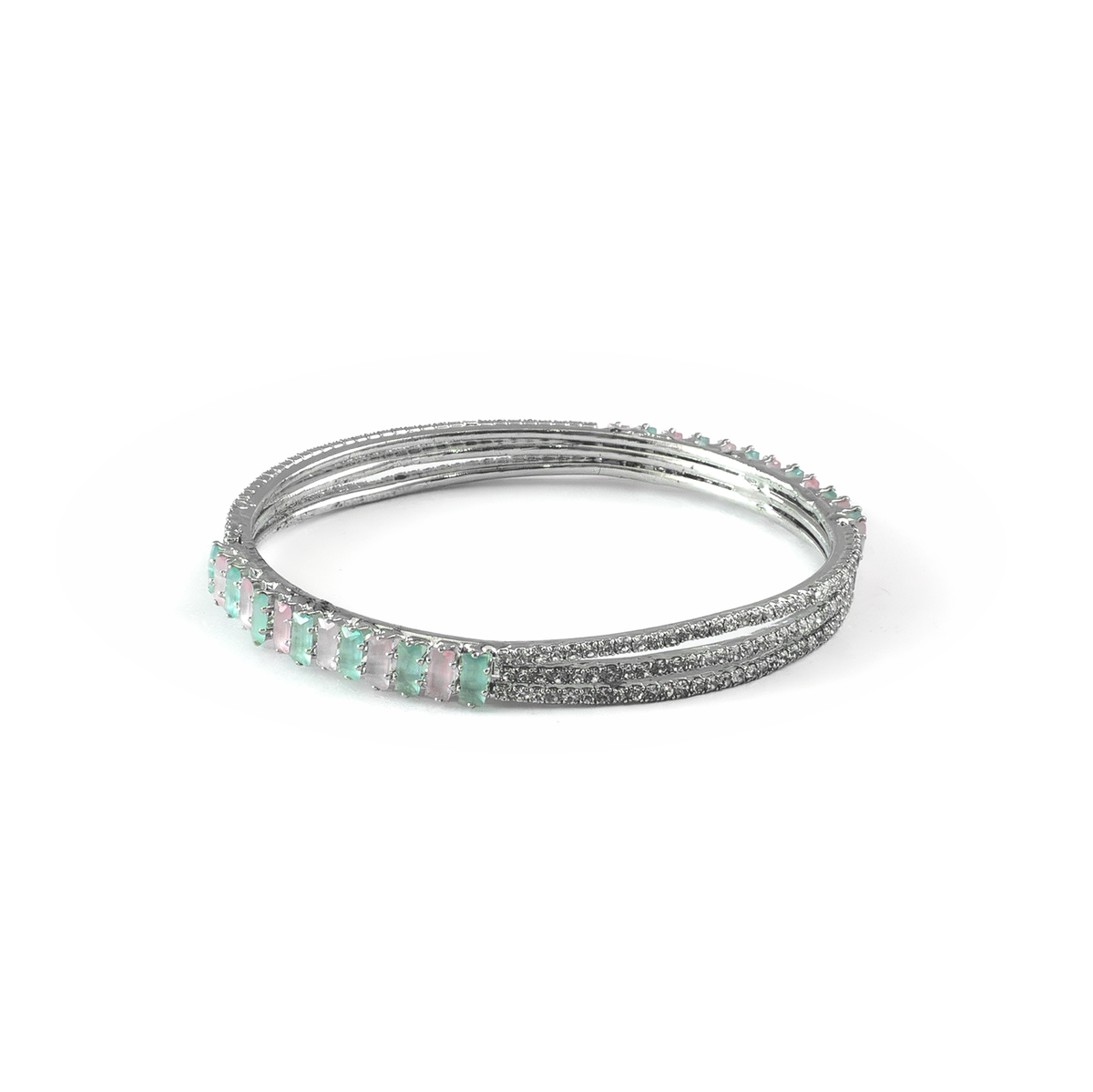Stargaze Stone Crystal bangles in silver plated finish with shining crystal stones – view 15 of 16
