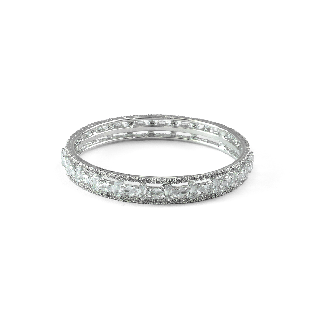 Mint Stone Crystal bangles in silver plated finish with shining crystal stones – view 11 of 12