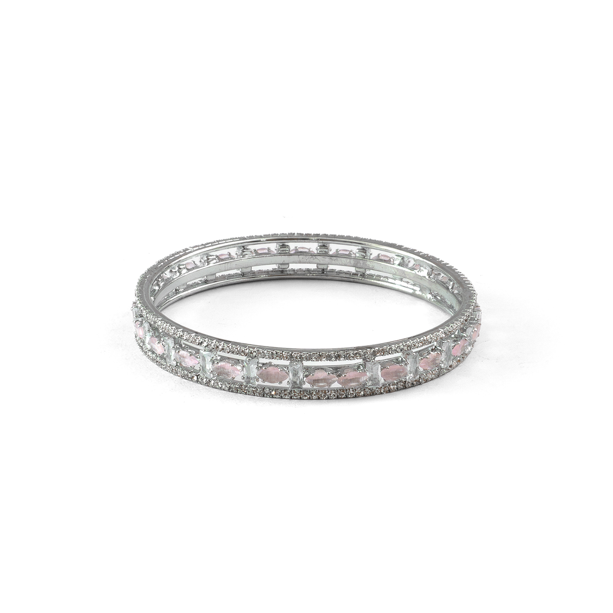 Mint Stone Crystal bangles in silver plated finish with shining crystal stones – view 7 of 12