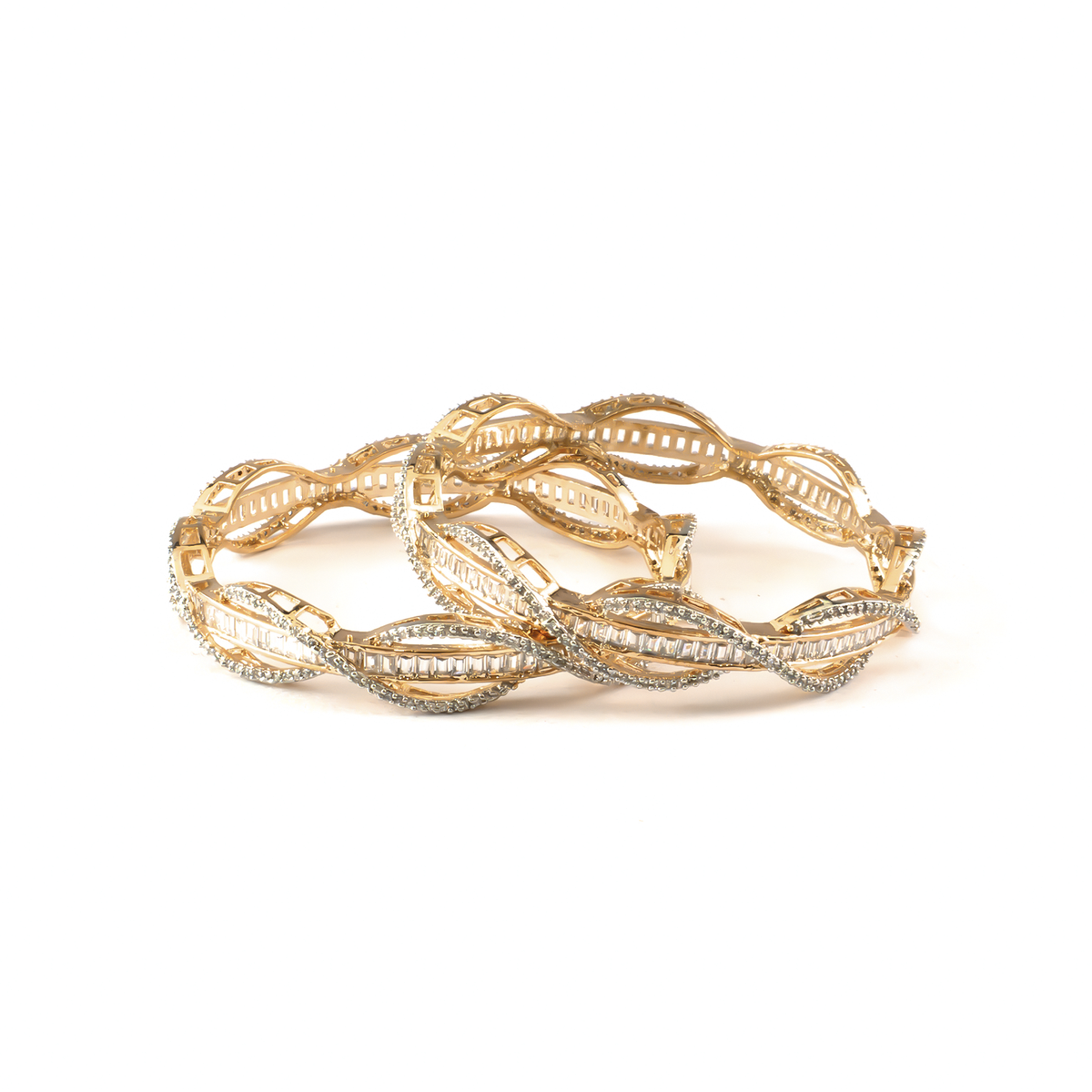 Gilded Halo Stone bangles in gold plated finish – view 2 of 4