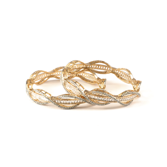 Gilded Halo Stone bangles in gold plated finish – view 2 of 4