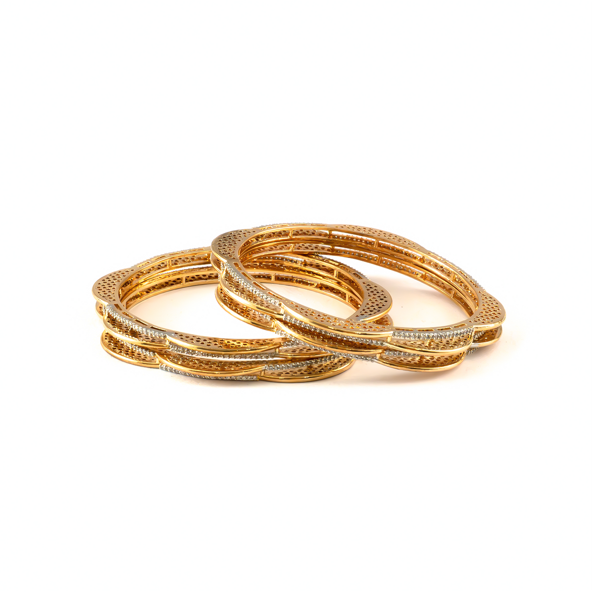 Aurora Spark Stack bangles in gold plated finish – view 2 of 4