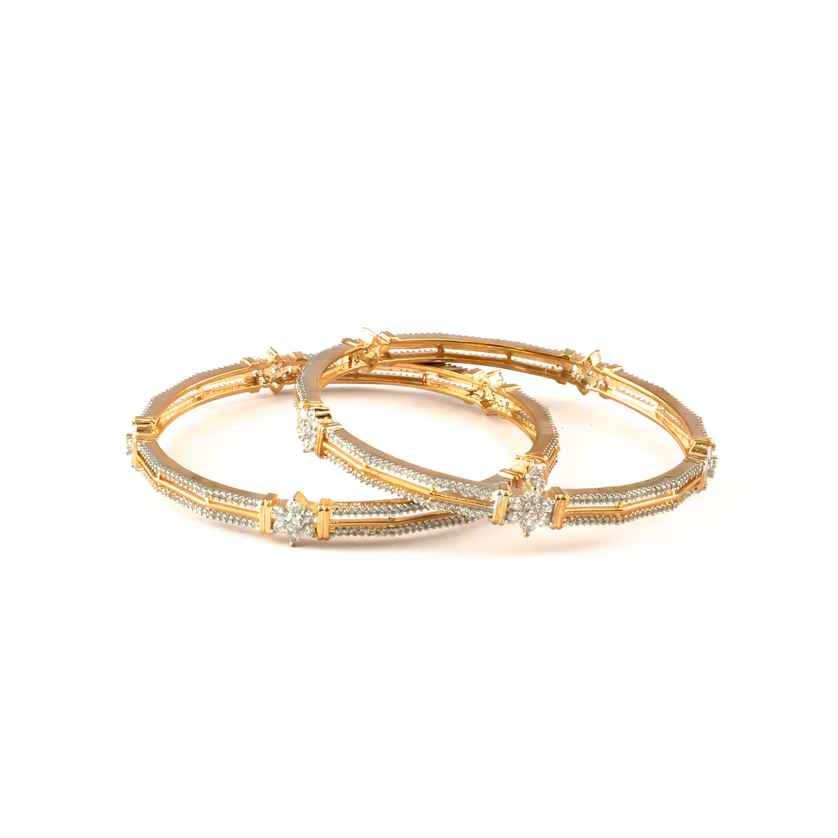 Helix Pavé AD bangles in gold plated finish with sparkling American diamond (AD) stones – view 3 of 4