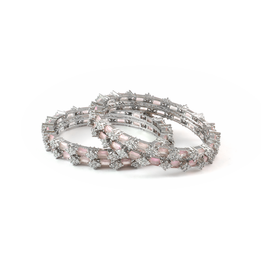Blue Glow AD bangles in silver plated finish with sparkling American diamond (AD) stones – view 10 of 28