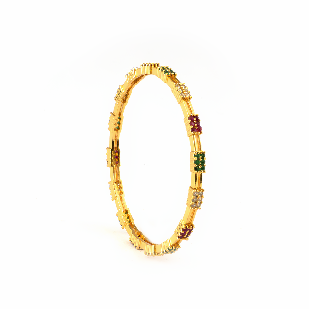 White Stone & CZ Handcrafted bangles in 22K gold plated finish with cubic zirconia (CZ) stones – view 5 of 8