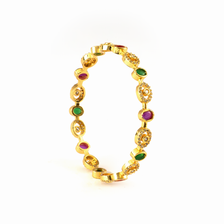 Handcrafted Ruby & White AD bangles in 24K gold plated finish with ruby & white American diamond (AD) stones