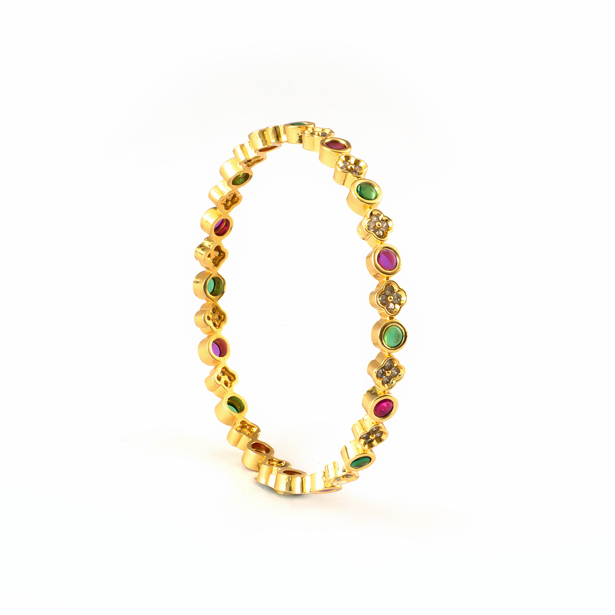 Regal Grace AD bangles in 24K gold plated finish with sparkling American diamond (AD) stones